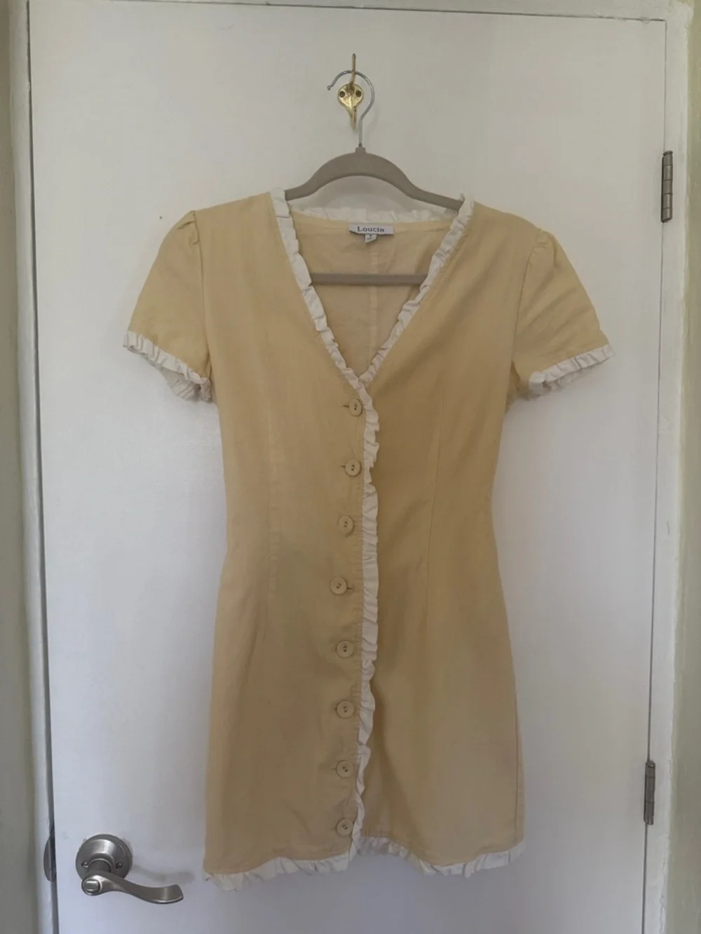 Yellow Ruffle-Trim Button Front Dress - Picture 1 of 2